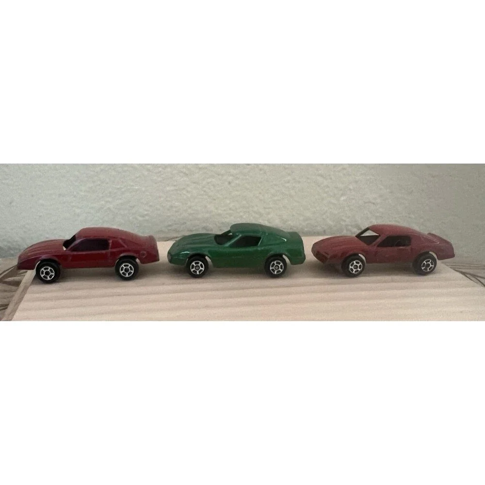 Tootsie Lot of 3 Firebird Metal Toy Cars 2 Red 1 Green Vintage Made In USA